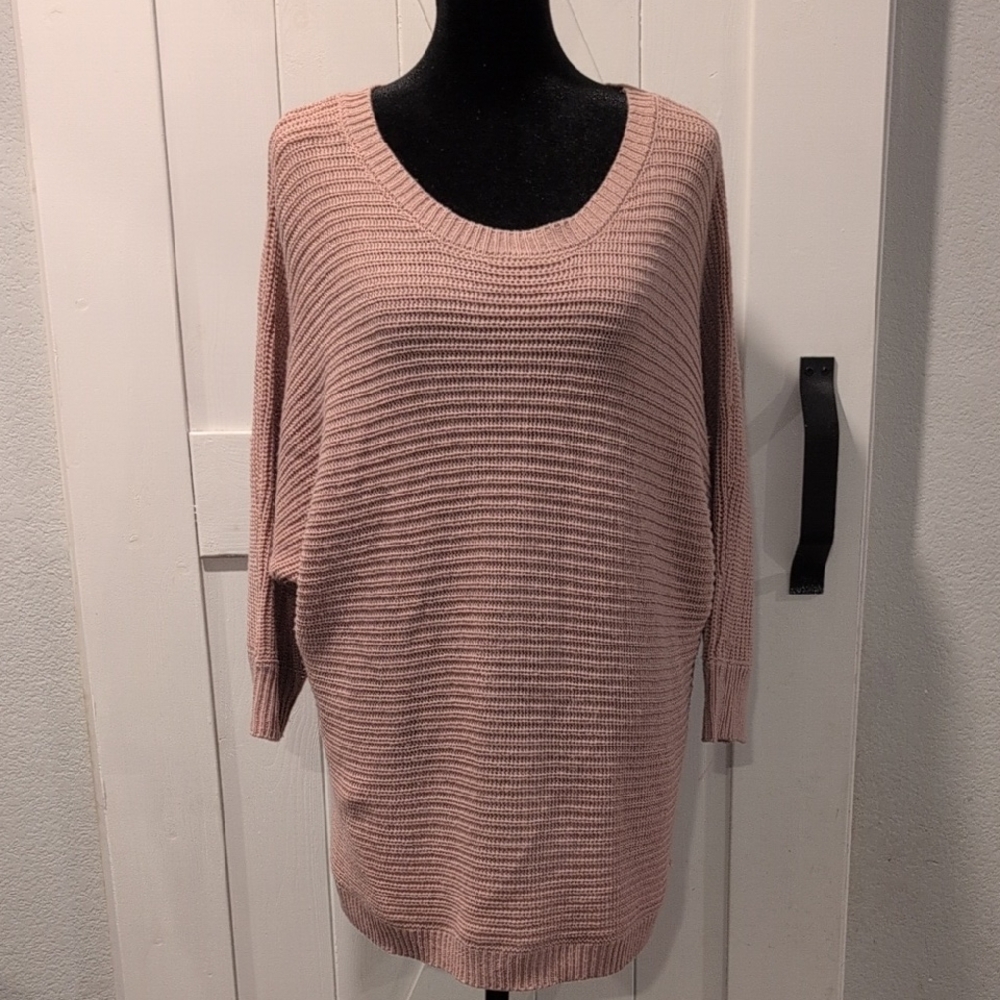 Juniper Ln Maternity XL Blush Pink Ribbed Knit Sweater Button Back Dolman Sleeve